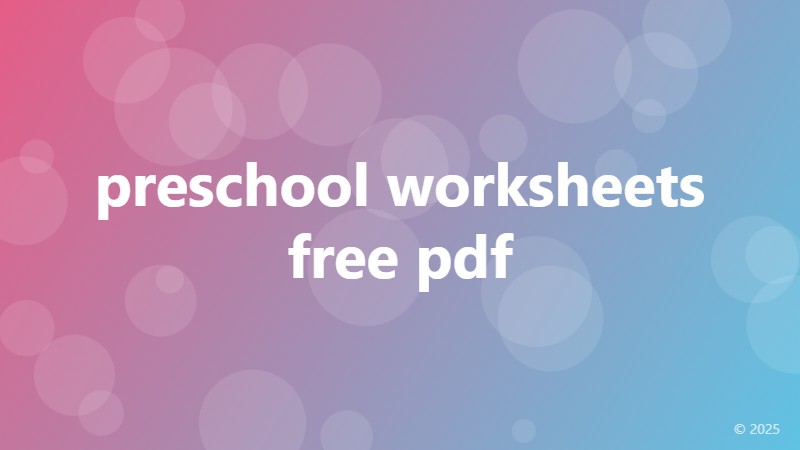preschool worksheets free pdf