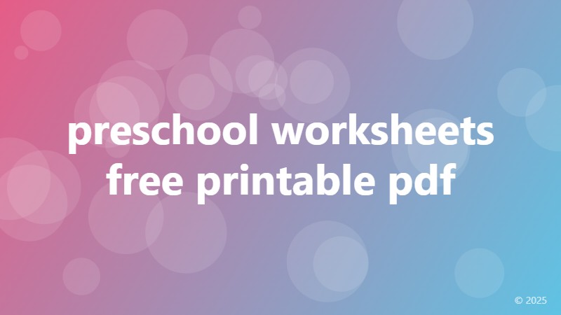 preschool worksheets free printable pdf