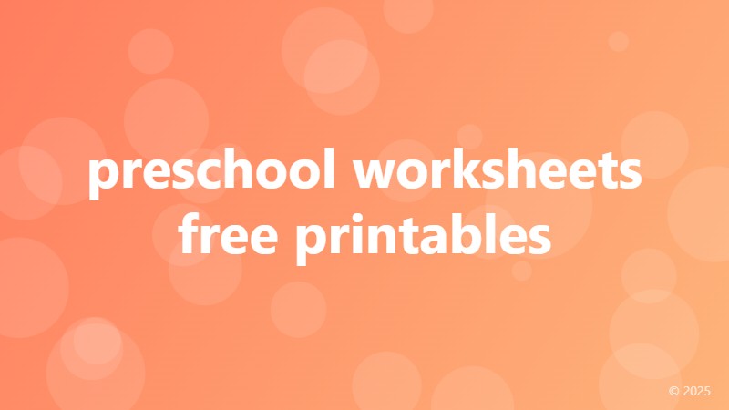 preschool worksheets free printables