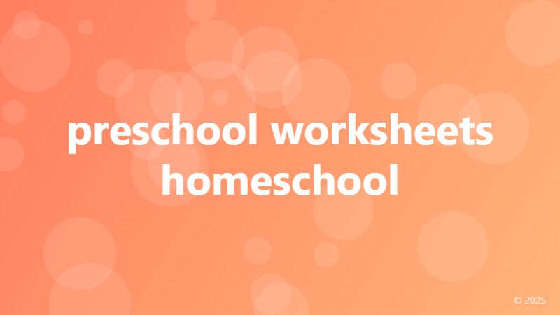 preschool worksheets homeschool