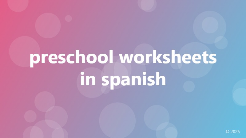 preschool worksheets in spanish
