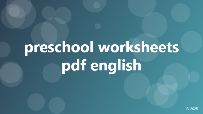 preschool worksheets pdf english