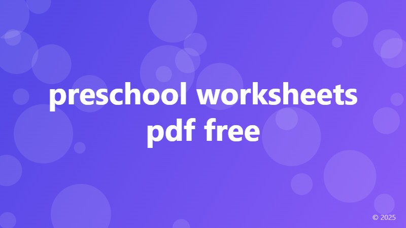 preschool worksheets pdf free