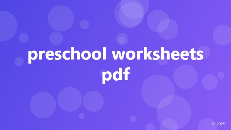 preschool worksheets pdf