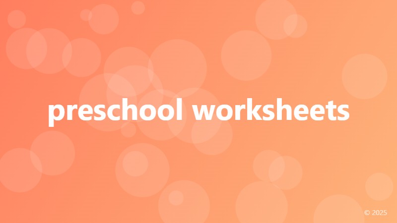 preschool worksheets