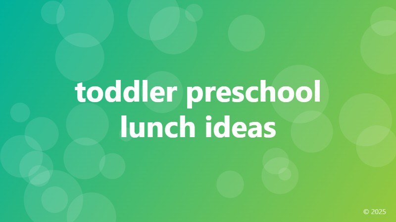 toddler preschool lunch ideas