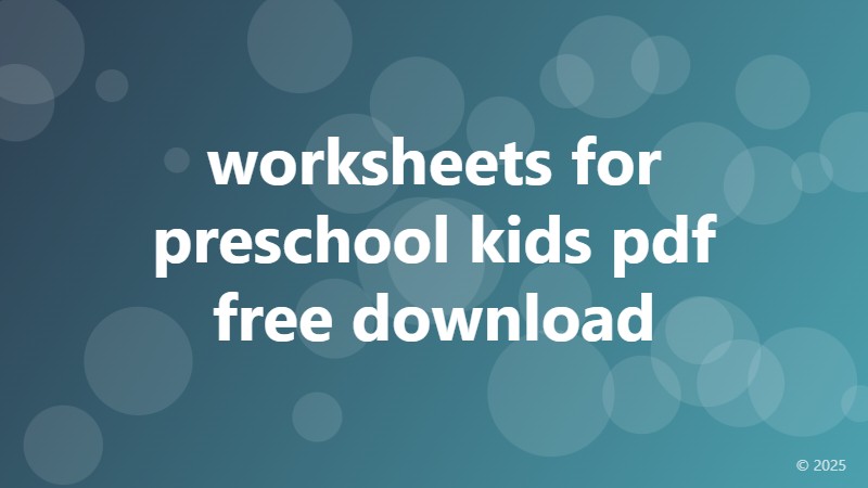 worksheets for preschool kids pdf free download