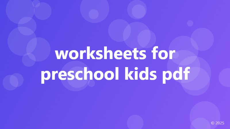 worksheets for preschool kids pdf